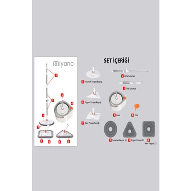 Miyano M80 Plus Su Hazneli Mop Seti 3 Parça Kolay Kullanım Fiyatı