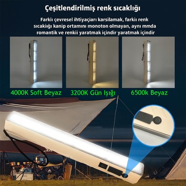 Şarjlı Kamp Lambası 12600 Lümen, 6600MAH Powerbank, 3 Renk Fiyatı