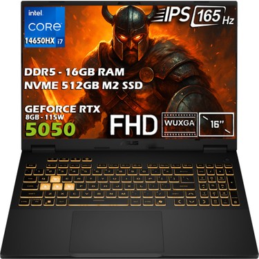 千１6 高性能CPU i7 Office、Windows1125H2 フルHD Asus Tuf F16 Gaming Intel I7 14650HX RTX5050 32GB Ram 512GB Fiyatı