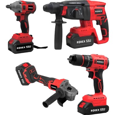Rodex 20V Akülü 4'lü Şarjlı Matkap Seti Darbeli Matkap, Fiyatı