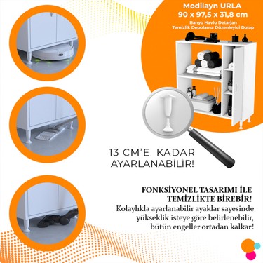 Modilayn Urla 90 x 97 x 32 cm Banyo Dolabı Temizlik Deterjan Fiyatı