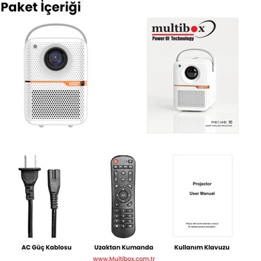 Multibox T6 Promax Android Projektör Wifi Bluetooth 240 Inç Fiyatı