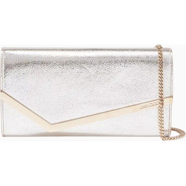 Jımmy Choo Emmie Glitter Clutch Çanta, Simli Deri, Zincir Fiyatı