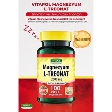 Vitapol Magnezyum L-Threonate Treonat 2000 Mg 100 Vegan Fiyatı
