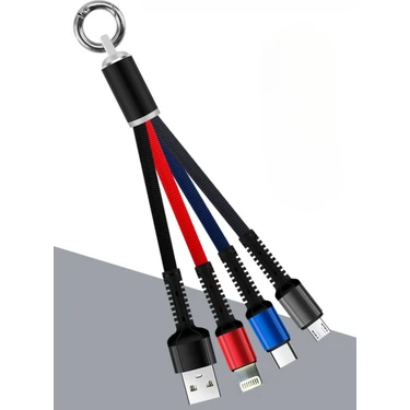Câble 3-en-1 Intelligent Smart Safe HEPU Tressé Type-C Lightning Micro-USB Indicateur Lumineux