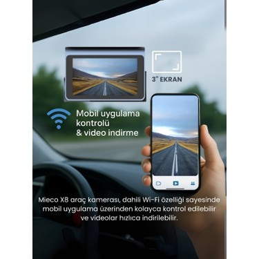 Mieco X8 Wifi 4K UHD Araç Kamerası 170° Ultra Geniş Açı Gece Fiyatı