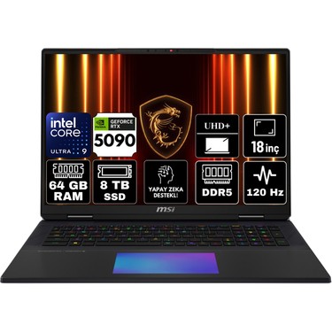 Msı Titan 18 Hx Aı Intel Core Ultra 9 285HX 64GB 8tb SSD Fiyatı
