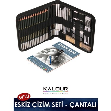 Eskiz Karakalem Çizim Seti, 54 Parça- Çantalı (Defter Fiyatı