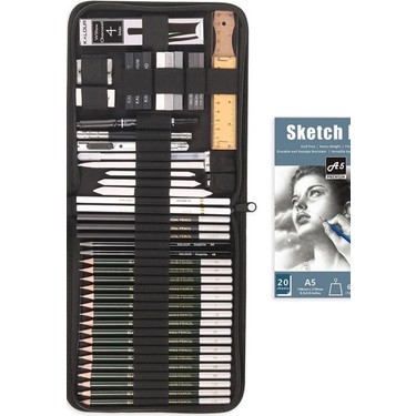 Eskiz Karakalem Çizim Seti, 54 Parça- Çantalı (Defter Fiyatı