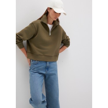 Mavi Yarı Fermuarlı Haki Sweatshirt 1S10391-71589 Fiyatı