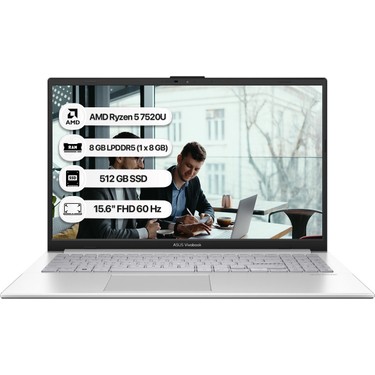 Asus VivoBook Go 15 E1504FA-NJ115 Ryzen5 7520U 8GB 512SSD Fiyatı