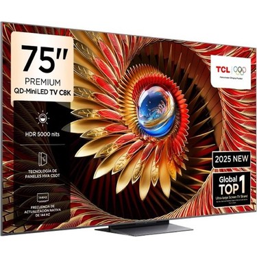 TCL 75C8K 75'' 189 Ekran Uydu Alıcılı 4K Ultra HD Google QD Fiyatı