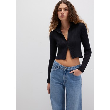 Mavi Çift Yön Fermuarlı Siyah Triko 171469-900