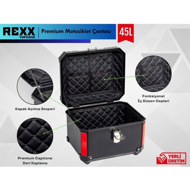 Rexx Motosiklet Arka Çanta 45 Litlere Abs Lüks Kare Çanta Fiyatı