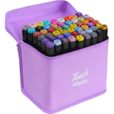 48 Lı Çift Taraflı Marker Kalem Seti Mor Çanta Fiyatı