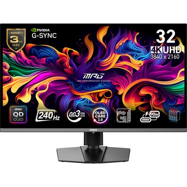 MSI MPG 321URX QD-OLED 31.5 3840x2160 240Hz 0.03 ms HDMI DP Fiyatı