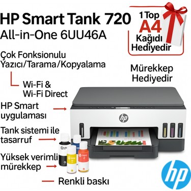 Hp Smart Tank 720 All-In-One, Baskı, Tarama, Kopyalama, Fiyatı