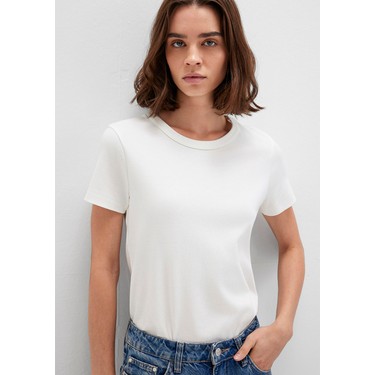 はんそで Mavi Bisiklet Yaka İnterlok Beyaz Basic Tişört 1612707-70057 Fiyatı