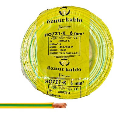 1x6 H07V-K, Nyaf Sarı/yeşil Topraklama H.free Kablo Fiyatı