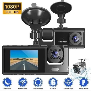 Araç Araba Kamerasi Black Box Traffic Recorder 3 Kameralı Fiyatı