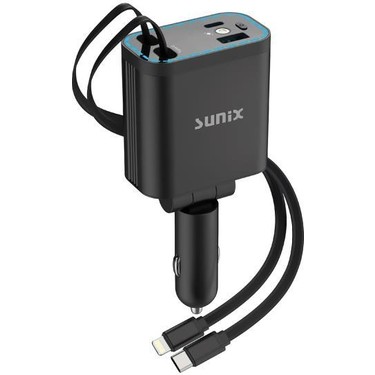 Sunix 4in1 Kendinden Kablolu Rgb LED Işıklı Araç Şarj Cihazı Fiyatı