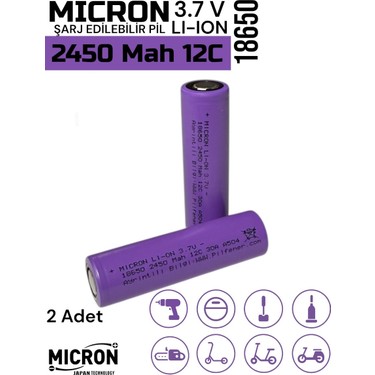 18650 3.7V (Volt) 2450 Mah 12C Lityum Şarj Edilebilir 2 Fiyatı