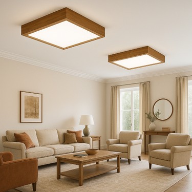 Doğal Ahşap LED Panel Aydınlatma Kare Tavan Avize 60*60 cm Fiyatı