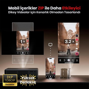 Vankyo Aurzen Zıp Katlanabilir Dlp 1080P Destekli Bataryalı Fiyatı