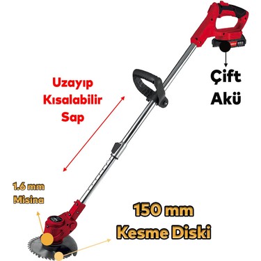 Yan Tırpan Elektrikli Şarjlı Çim Ot Biçme Kesme Rodex Fiyatı