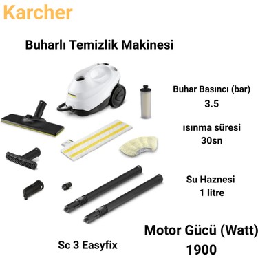 Karcher 1900 Watt ,30 Sn.de Isınan Su ile Sc 3 Easyfix Fiyatı
