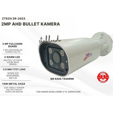 Ztech ZR-2023 2mp Ahd Fullcolor 3.6mm Bullet Dış Mekan Fiyatı