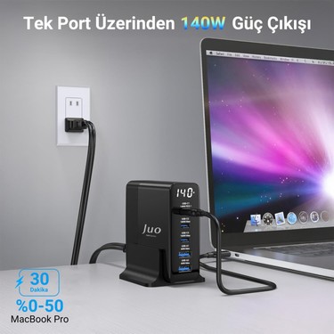 Juo 140W Gan Pd 3.1 Masaüstü Hızlı Şarj Cihazı 3 Type-C + 2 Fiyatı