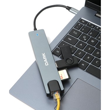 Dark 8 in 1 Type-C HUB - Gigabit 1000Mpbs, 4K HDMI, TF SD Fiyatı