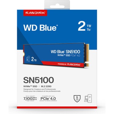 未開封 Sandisk WD Blue SN5100 2TB SSD M.2 Wd Blue SN5100 2tb WDS200T5B0E 7100/6700MB/S Pcıe Gen 4.0 Fiyatı