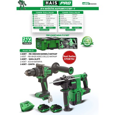 Hais Pro Haispro 21V Akülü Set - 2'li Profesyonel Darbeli Fiyatı