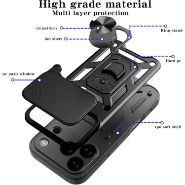 HANPORIUM Apple iPhone 17 Pro Uyumlu Tank Kılıf Yüzüklü Fiyatı