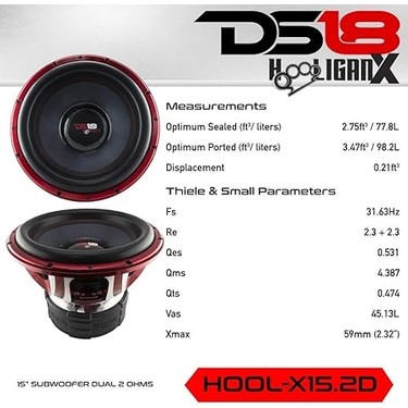 DS18 HOOL-X15.2D Hooligan 15 Spl Competition Subwoofer 6000W Fiyatı