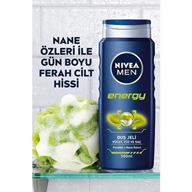 Nivea Men Energy Duş Jeli 3'ü 1 Arada Ferahlatıcı 500 ml x2 Fiyatı