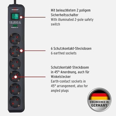 Eco-Line Çoklu Priz, Yüksek Gerilim Korumalı, Gri, Fiyatı