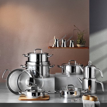 KLASH9 ボレアスセット Aryıldız Vogue 20 Parça Cam Kapak İdeal Çelik Çeyiz Seti Fiyatı
