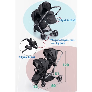 Prego İbiza Pro Travel Sistem İkiz Bebek Arabası Full Set Fiyatı