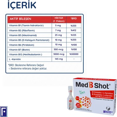Med B Shot B12 ( Metilkobalamin ) Kompleks & L- Karnitin , Fiyatı