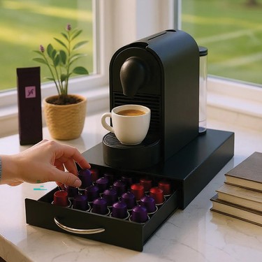Decorelax Çekmeceli Siyah 5 Bölmeli Kapsül Kahve Standı Fiyatı