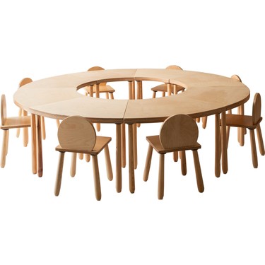 Woodnjoy Sekiz Parçalı Yuvarlak Grup Etkinlik Masası Fiyatı