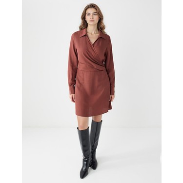 Jimmy Key Açık Kahverengi Dar Kesim Anvelop Yaka Dokuma Mini Fiyatı