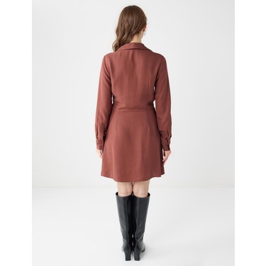 Jimmy Key Açık Kahverengi Dar Kesim Anvelop Yaka Dokuma Mini Fiyatı