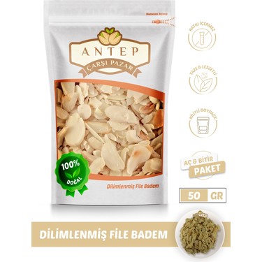Antep Çarşı Pazar Dilimlenmiş File Badem | 50 Gr. Fiyatı