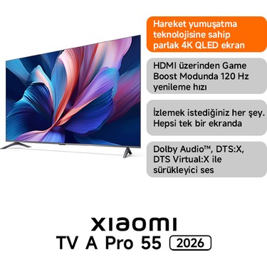 Xiaomi A Pro 55 2026 - 4K Ultra HD Google Smart Uydu Alıcılı Fiyatı