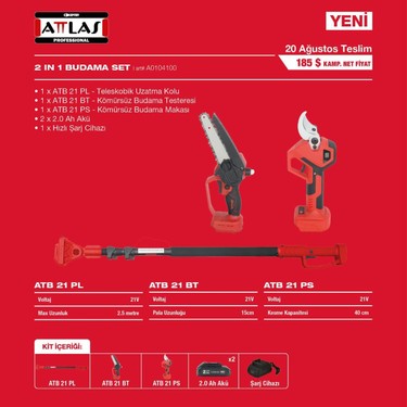 Attlas Atb 21 3'lü Bahçe Seti (Teleskobik Sap + Budama Fiyatı