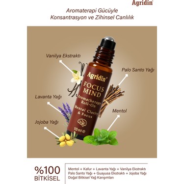 Agridin Focus Mind Roll-On 10 ml – 100% Doğal Aromaterapi Fiyatı